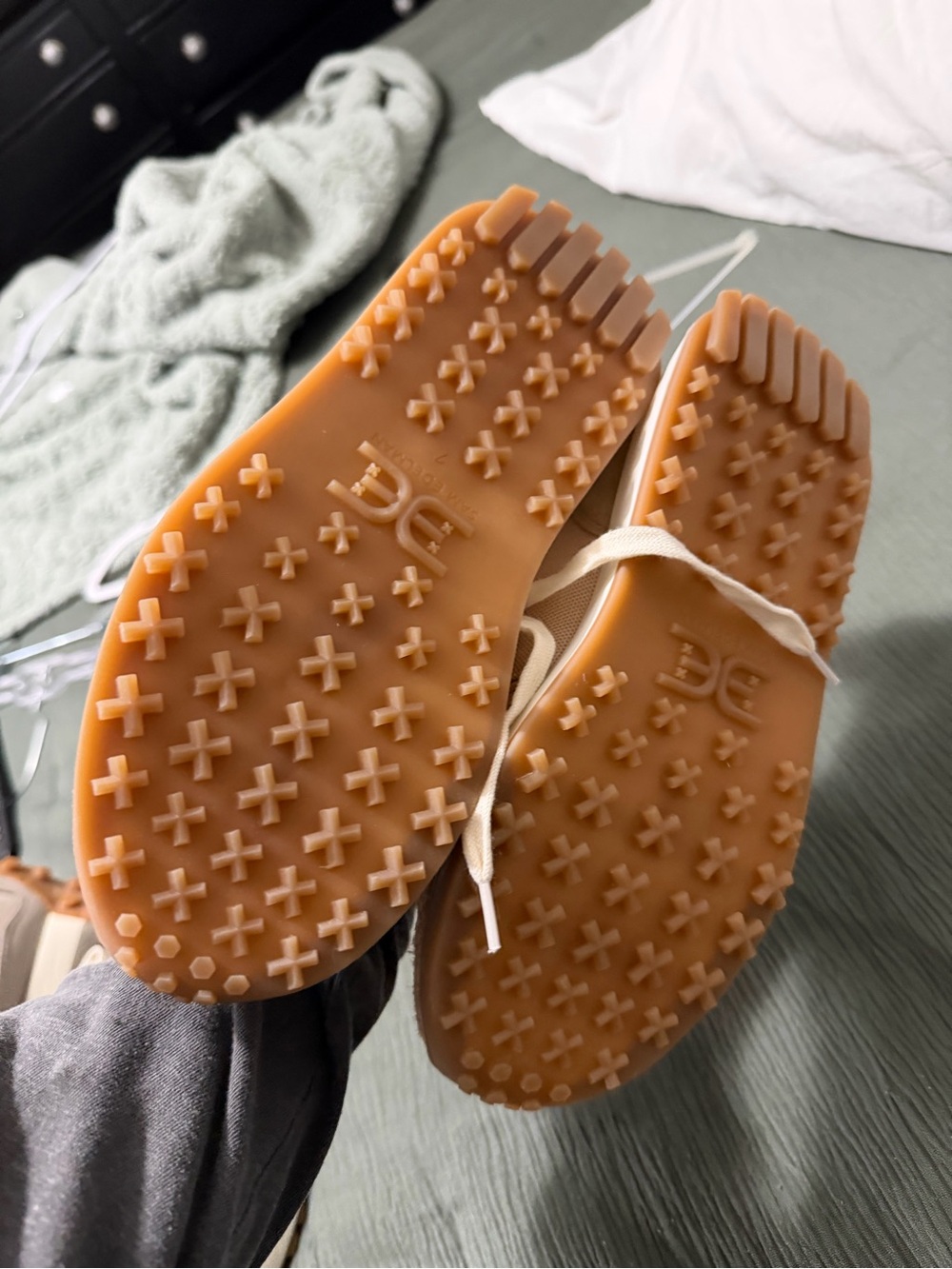Sam Edelman Beige & Cream Suede Mesh Sneakers - Picture 3 of 4